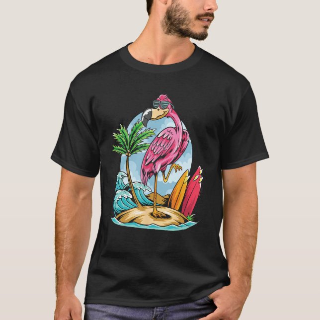 Camiseta Christmas In July  Tropical Flamingo Hawaii Summer (Frente)