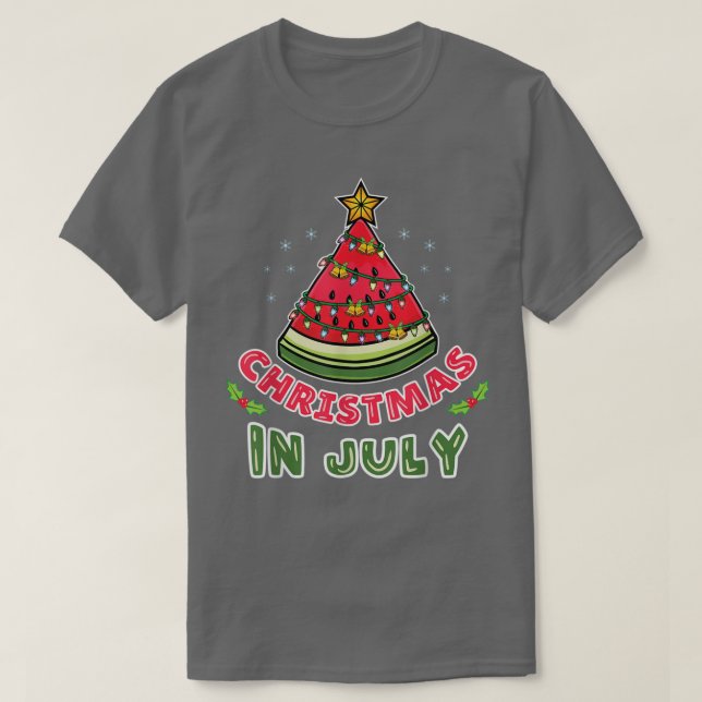 Camiseta Christmas In July Watermelon Christmas Tree  (Frente do Design)
