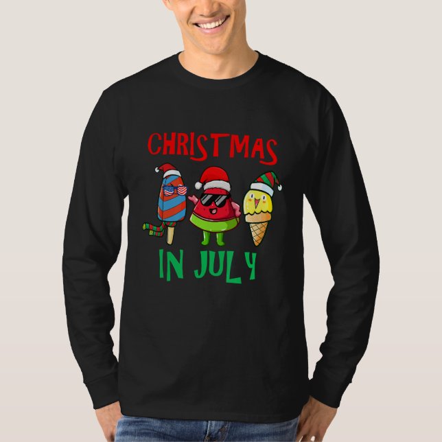 Camiseta Christmas In July Watermelon Ice Pops Xmas Santa H (Frente)