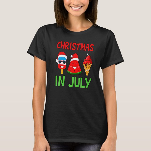 Camiseta Christmas In July Watermelon Ice Pops Xmas Summer  (Frente)