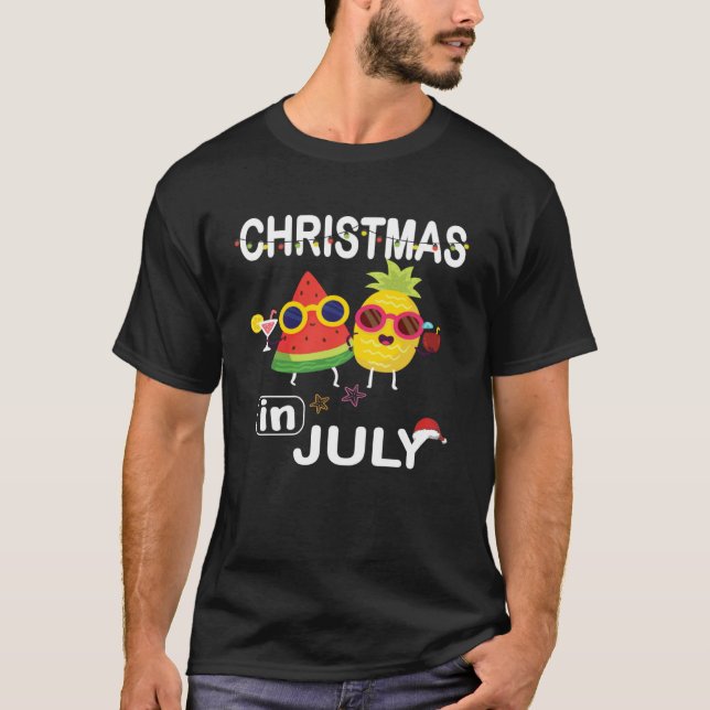 Camiseta Christmas In July Watermelon Pineapple Xmas Summer (Frente)