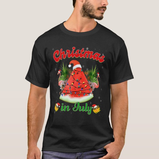 Camiseta Christmas In July Watermelon Summer Santa Xmas Cut (Frente)