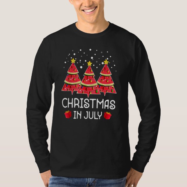 Camiseta Christmas In July Watermelon Summer Vacation Beach (Frente)