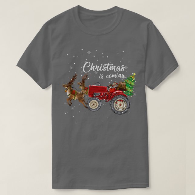 Camiseta Christmas Is Coming Funny Farmer Santa Claus Tract (Frente do Design)