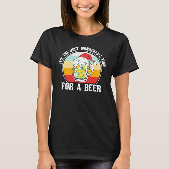 Camiseta Christmas It's The Best Time For A Beer Retro Chri (Frente)
