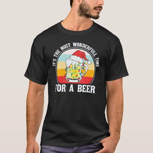 Camiseta Christmas It's The Best Time For A Beer Retro Chri (Frente)