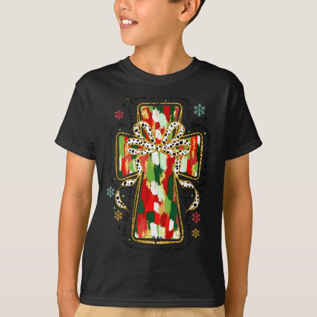Camiseta Christmas Jesus Is The Reason Christian Cross Coqu (Frente)
