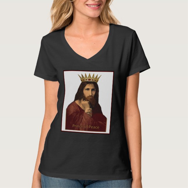 Camiseta Christmas Jesus Portrait Crowned Prince of Peace C (Frente)