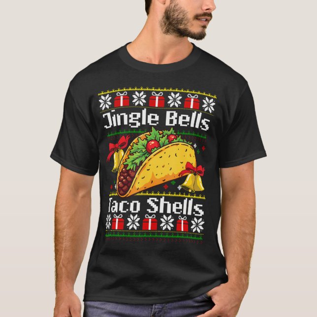 Camiseta Christmas Jingle Bells Taco Shells Funny Family Ug (Frente)