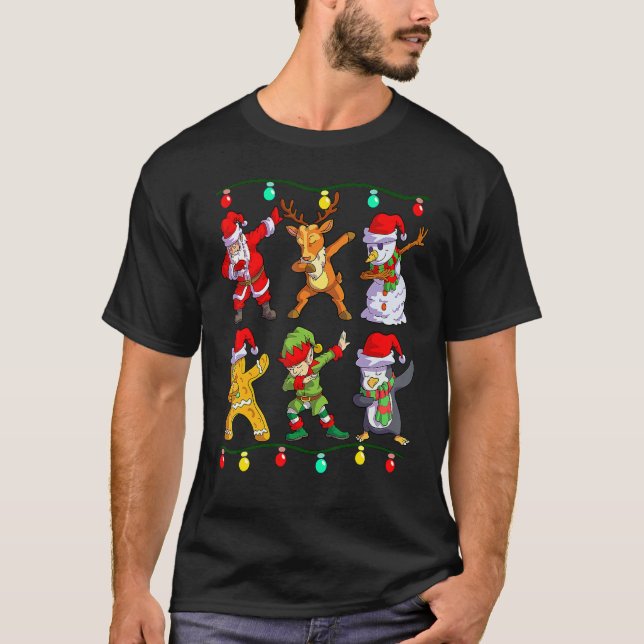 Camiseta Christmas Kids Boys Men Dabbing Santa Elf Deer Fri (Frente)