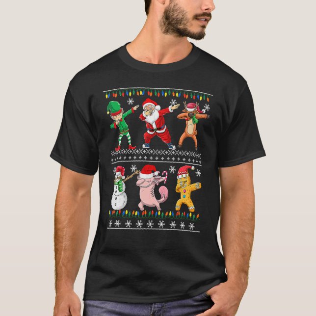 Camiseta Christmas Kids Boys Men Dabbing Santa Elf Deer Fri (Frente)