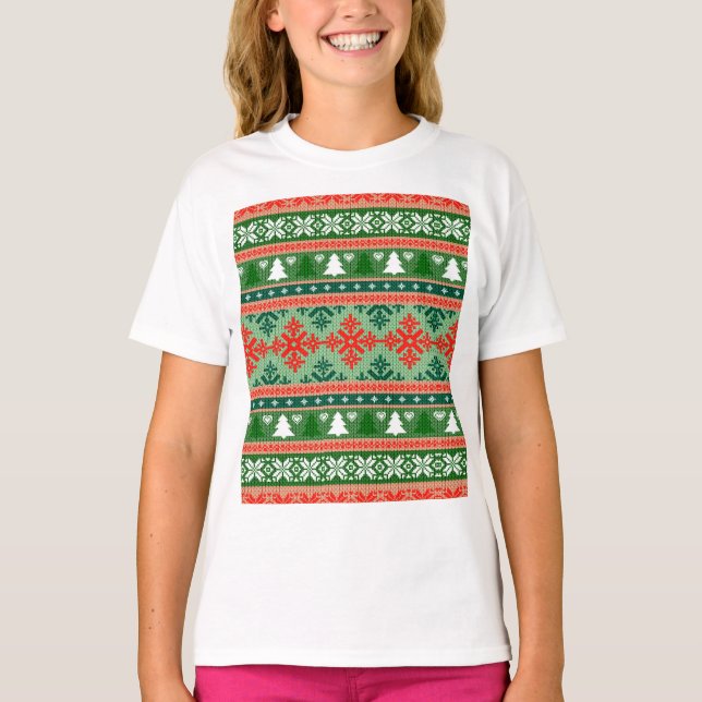 Camiseta Christmas Knitting Pattern (Frente)