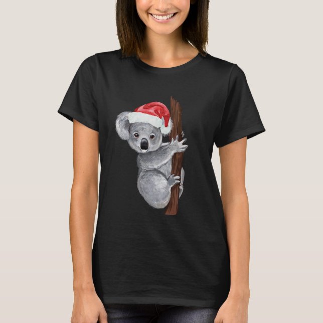 Camiseta Christmas Koala in Santa hats Cute Koala for Girls (Frente)