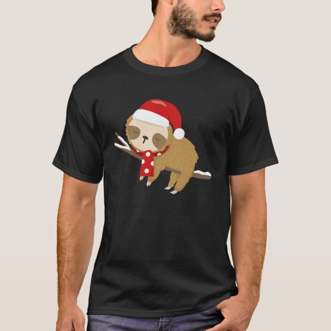 Camiseta Christmas Lazy Sloth My Spirit Animal  Xmas (Frente)