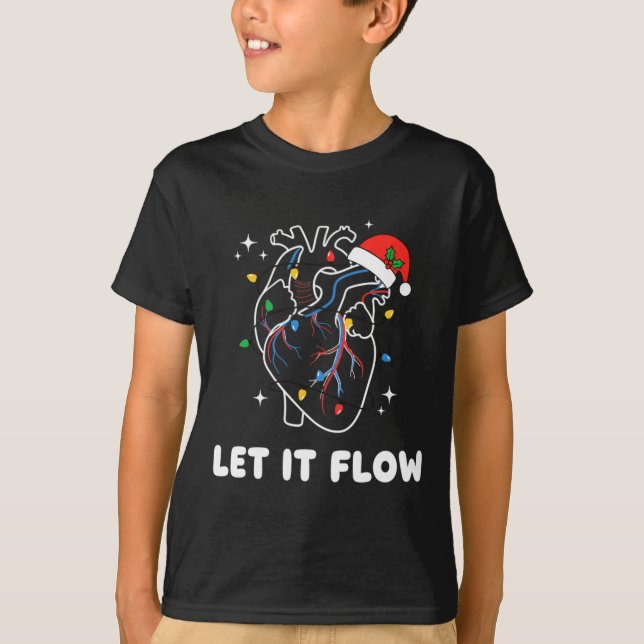 Camiseta Christmas Let It Flow Cardiac Heart Funny Nurse Ho (Frente)