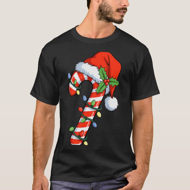 Camiseta Christmas Light Candy Cane Santa Xmas Kids Toddler (Frente)