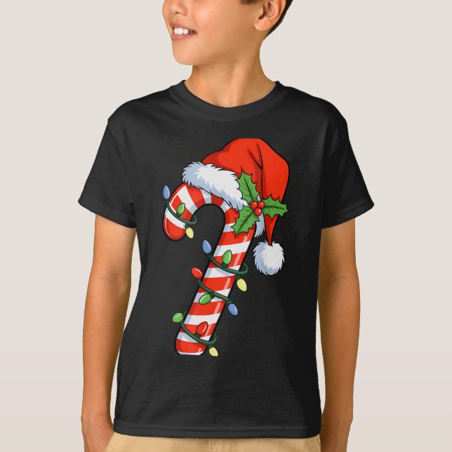 Camiseta Christmas Light Candy Cane Santa Xmas Kids Toddler (Frente)