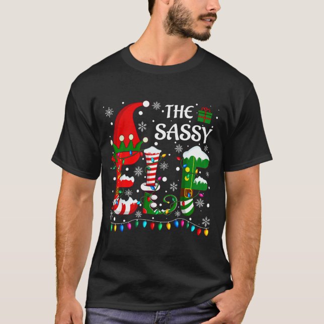 Camiseta Christmas Light Family Matching Pajamas Sy Elf Xma (Frente)
