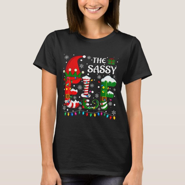 Camiseta Christmas Light Family Matching Pajamas Sy Elf Xma (Frente)