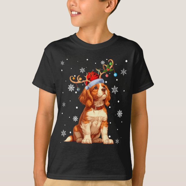 Camiseta Christmas Lights Cavalier King Charles Spaniel Xma (Frente)