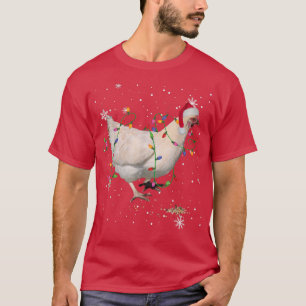 Camiseta Christmas Lights Chicken Santa Funny Xmas Tree Chi