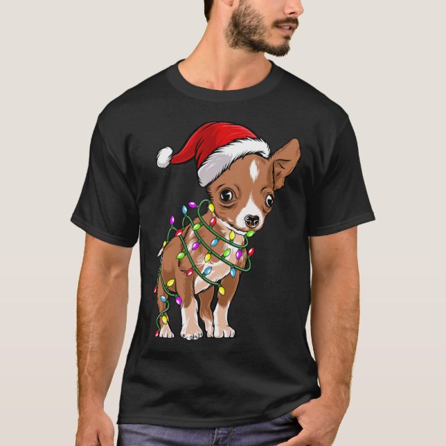 Camiseta Christmas Lights Chihuahua Cute Chihuahua Dog (Frente)