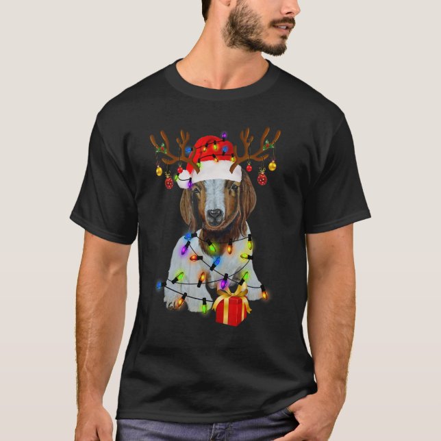 Camiseta Christmas Lights Goat Celebrates Xmas Party For Go (Frente)