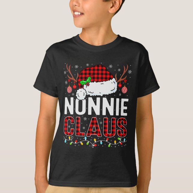 Camiseta Christmas Lights Nonnie Claus Family Matching Xmas (Frente)