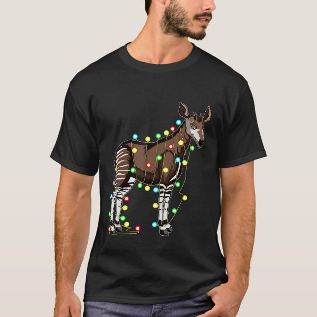 Camiseta Christmas Lights Okapi  Xmas Holiday (Frente)