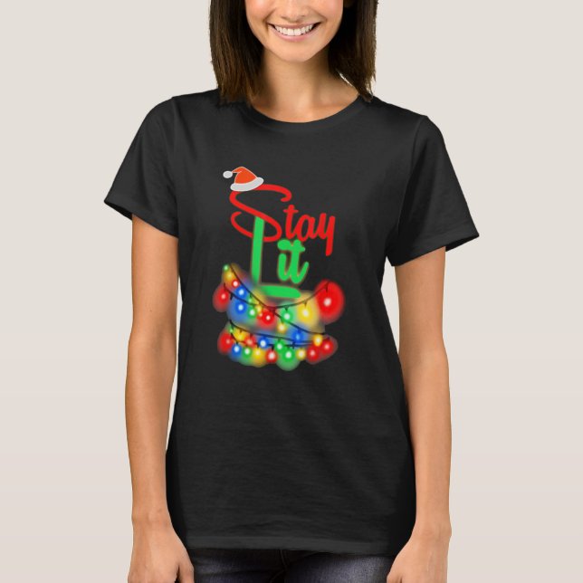Camiseta Christmas Lights Stay Lit Holiday Gear (Frente)