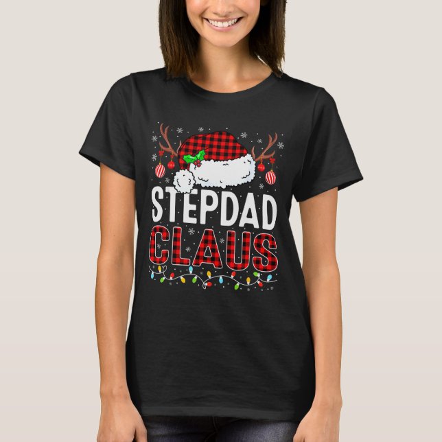 Camiseta Christmas Lights Stepdad Claus Family Matching Xma (Frente)