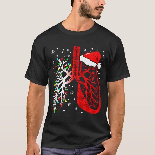 Camiseta Christmas Lung Lights Resratory Therast Holiday  (Frente)
