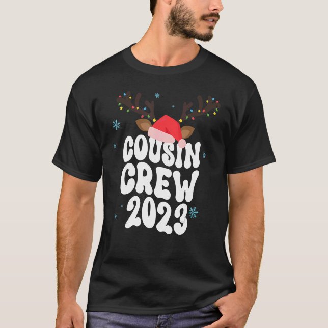 Camiseta Christmas Maching Cousin Crew Riendeer Xmas Lights (Frente)