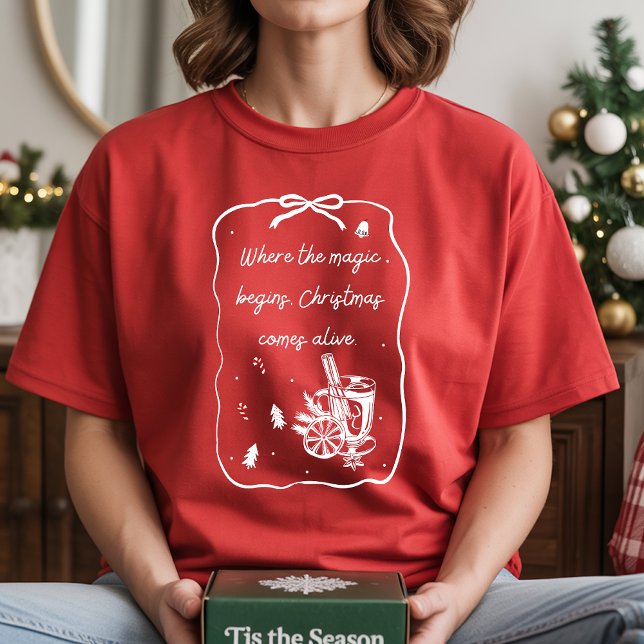 Camiseta Christmas Magic Begins – Holiday Quote Design (Criador carregado)