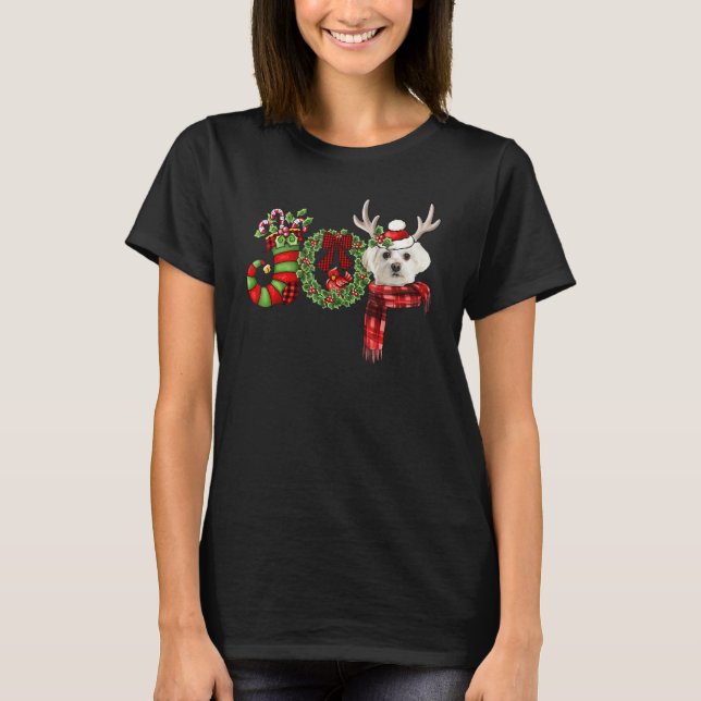 Camiseta Christmas Maltese Joy Reindeer Xmas Funny (Frente)