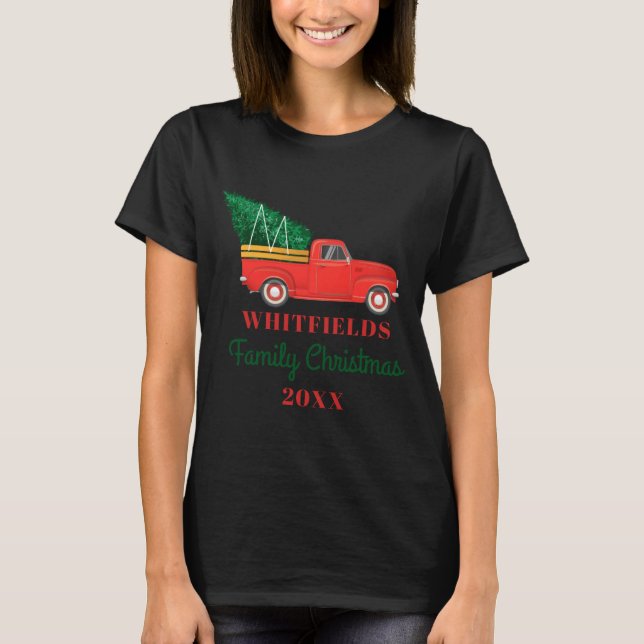 Camiseta Christmas Matching Family Reunion Red Truck  (Frente)