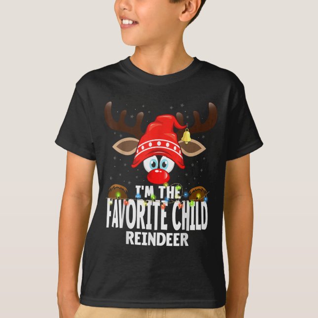 Camiseta Christmas Matching I'm The Favorite Child Reindeer (Frente)