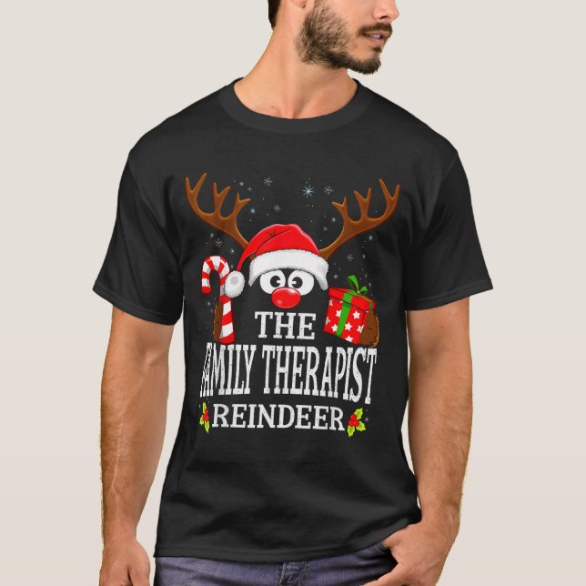Camiseta Christmas Matching The Family Therast Reindeer Fam (Frente)