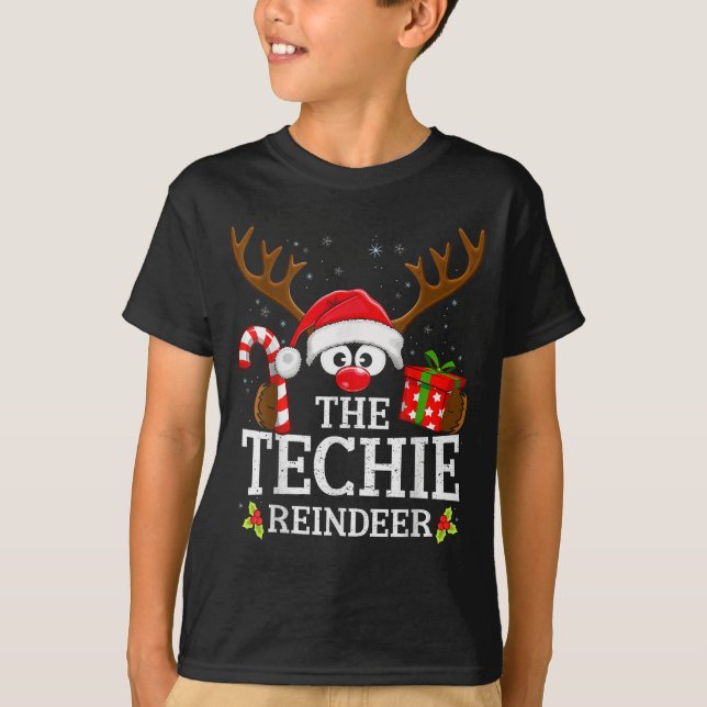 Camiseta Christmas Matching The Techie Reindeer Family  (Frente)