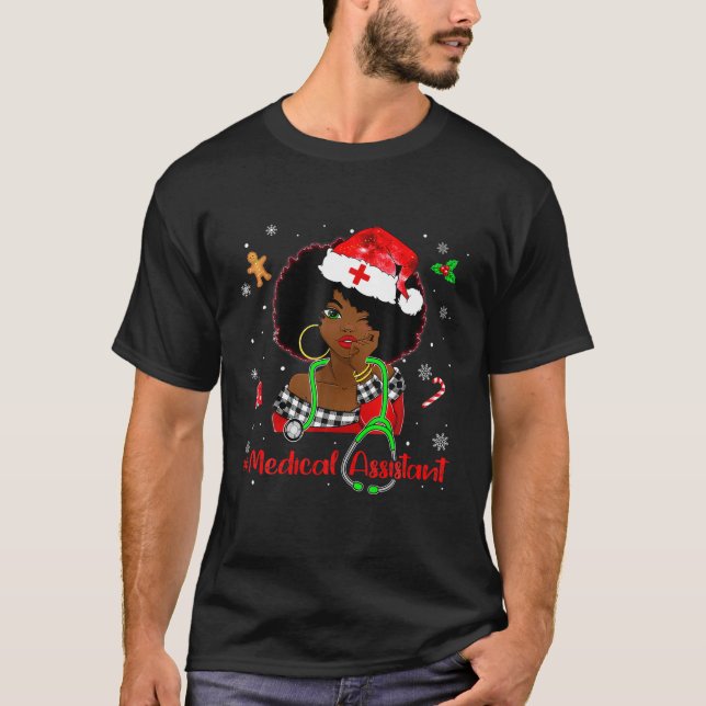 Camiseta Christmas Medical Assistant Nurse Life African Ame (Frente)