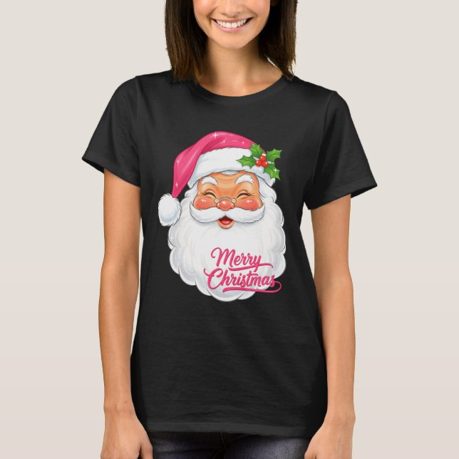 Camiseta Christmas Merry Christmas Santa Face Jolly Santa C (Frente)
