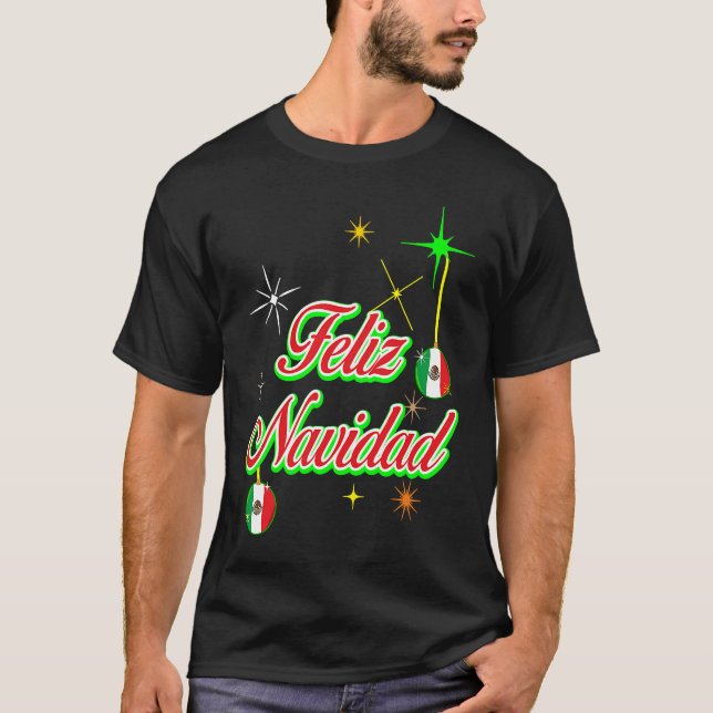 Camiseta Christmas Mexico Flag  Feliz Navidad Men Women Kid (Frente)