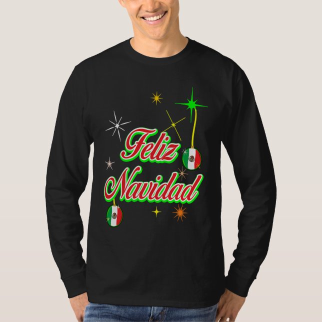 Camiseta Christmas Mexico Flag  Feliz Navidad Men Women Kid (Frente)