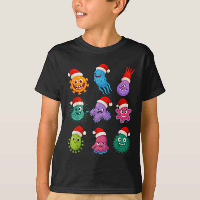 Camiseta Christmas Microbiology Bacteria Santa Science Xmas (Frente)