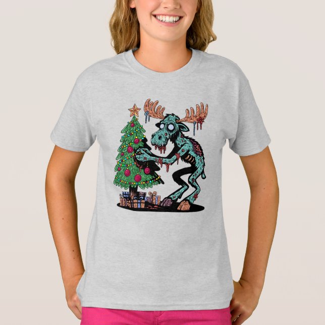 Camiseta Christmas Moose Zombie (Frente)