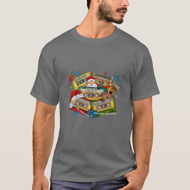 Camiseta Christmas Music Cassette Tapes Retro Xmas Costume (Frente)