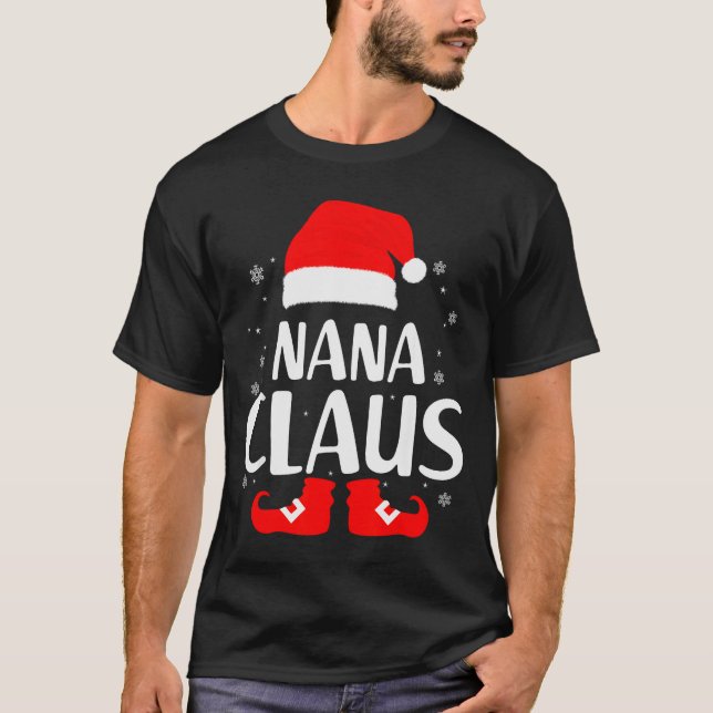 Camiseta Christmas Nana Claus Leopard Family Matching Pajam (Frente)
