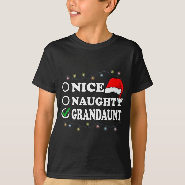 Camiseta Christmas Nice Or Naughty Or Grandaunt Pajama  (Frente)