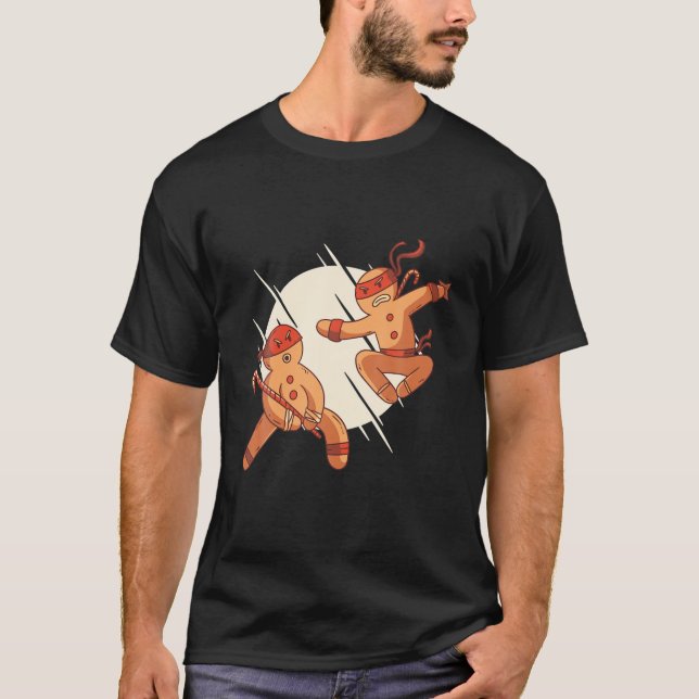 Camiseta Christmas Ninja Gingerbread, Martial Arts Gift (Frente)