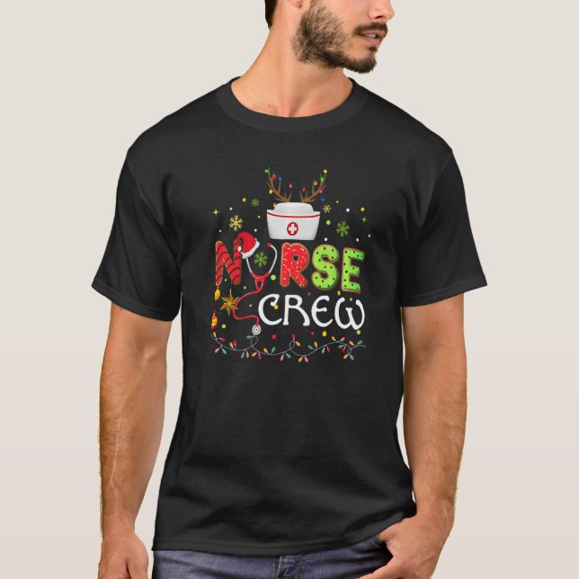 Camiseta Christmas Nurse Crew  Reindeer Nursing Xmas Party (Frente)